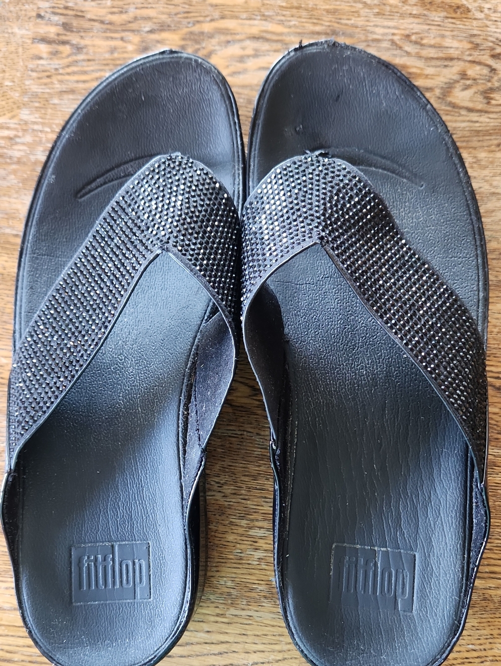 Fitflop Black Crystalline Thong Sandals